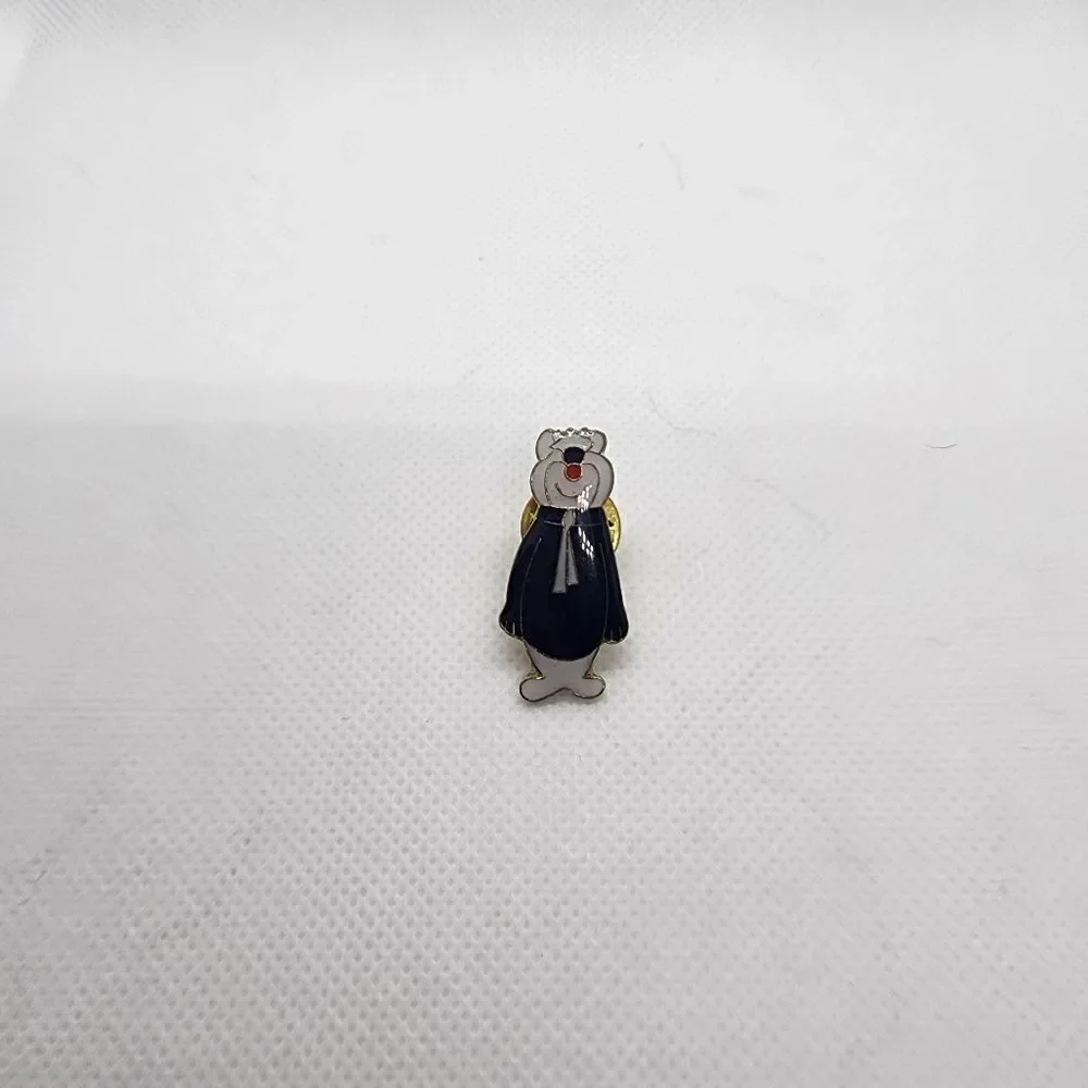 Vintage Enamel Blue & White Bear Pin